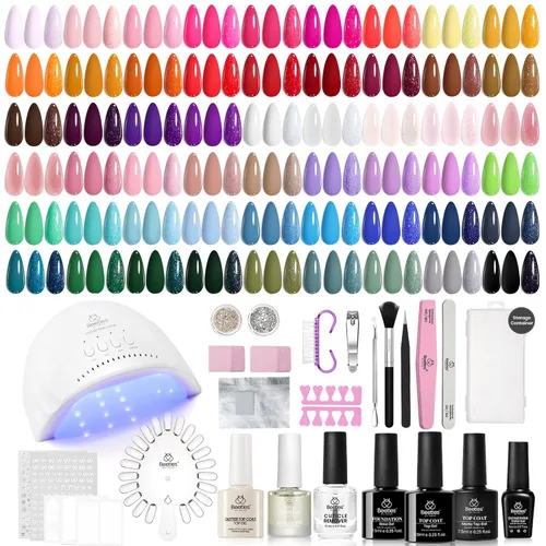 Miniatura 24 de Beetles Deal Box - Kit de esmalte de uñas de gel con luz UV – 32 colores esenciales de estudio, 68 piezas de esmalte de uñas con capa base libre