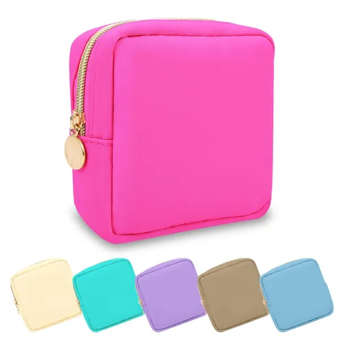 Miniatura 39 de Estuche pequeño para lápices y maquillaje para bolso, lindo estuche de lápices, bolsa de pinceles de maquillaje de nylon con cremallera, estuche