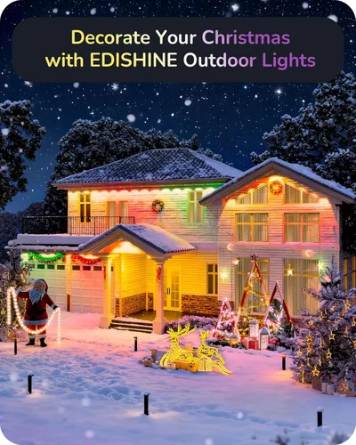 Miniatura 8 de EDISHINE Luces permanentes inteligentes para exteriores de 120 pies, 80 luces LED RGB+IC, aplicación/voz/control remoto, 50 modos de escena
