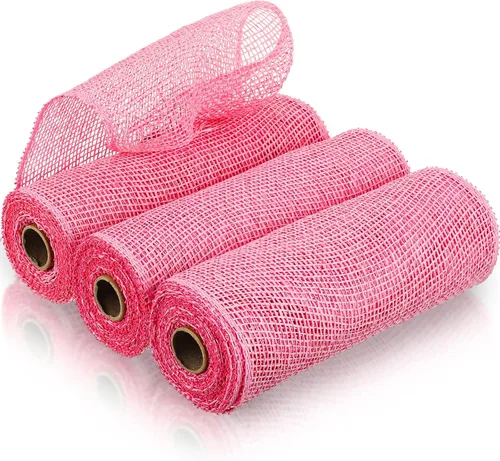 Miniatura 10 de 3 rollos de malla decorativa de arpillera de poli de 10 pulgadas de ancho, rollos de cinta de malla decorativa de poli para envolver