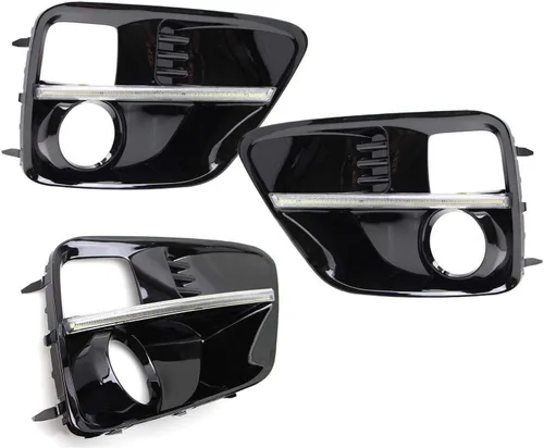 Miniatura 9 de iJDMTOY - Luces LED de circulación diurna JDM con acabado en negro piano, Carcasas de faros antiniebla LED DRL para Subaru, Blanco xenón
