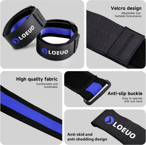 Miniatura 4 de LOEUO Bandas de glúteos para entrenar, bandas ajustables de restricción de flujo sanguíneo con antideslizante para entrenamiento de glúteos