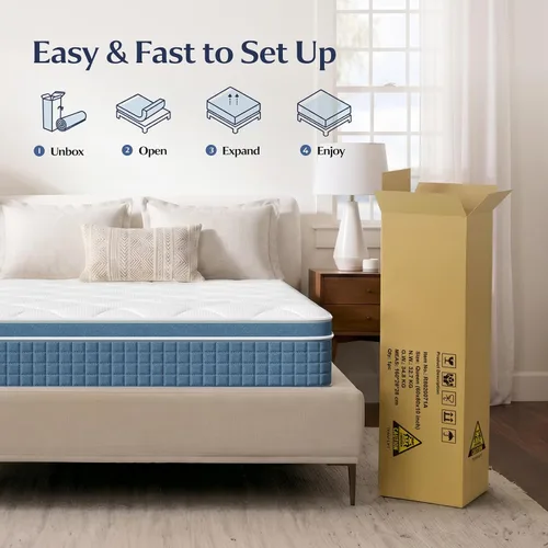 Miniatura 6 de Vesgantti 8 Inch Twin Mattress, Cooling Hybrid Mattress in a Box with Pocket Spring & Memory Foam, Medium Firm Mattress for Back Pain Relief