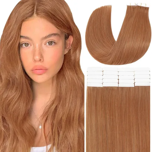 Miniatura 10 de Anrosa Extensiones de cabello humano real de 20 pulgadas, extensiones de cabello humano lacio de doble cara, color negro azabache, 1.76 oz, 20