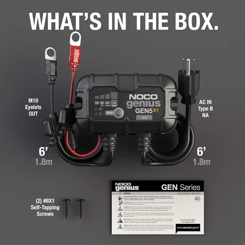 Miniatura 7 de NOCO Genius GEN5X1: Cargador de batería a bordo de 1 banco, 5 A, 5 A por banco, cargador marino impermeable de 12 V con protección contra sobrecarga
