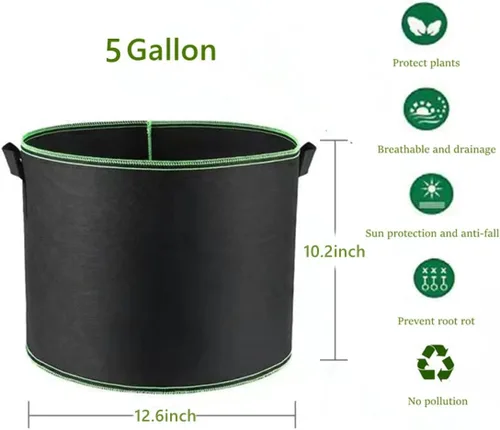 Miniatura 2 de Niurui Paquete de 5 bolsas de cultivo de 5 galones, 10.58 oz de tela no tejida gruesa para plantas con asas, para entrenamiento de plantas de bajo