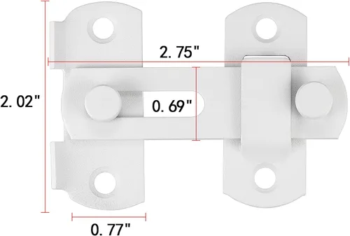 Miniatura 2 de INIRET Paquete de 4 pestillos para puerta de granero, 2.75 x 2.02 pulgadas, acero inoxidable blanco mate, cerraduras de puerta abatible, cerradura