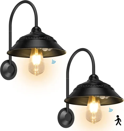 Miniatura 8 de Luz solar de granero para exteriores con 3 modos de iluminación y apliques de pared con sensor de movimiento, luces rústicas de gallinero, luz