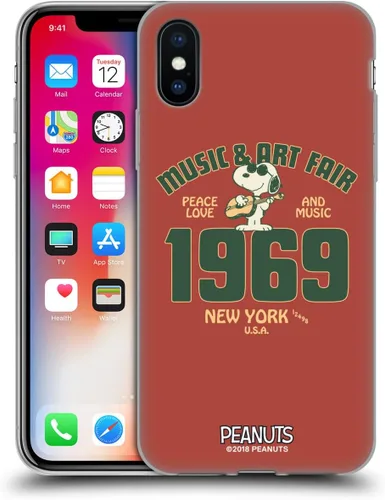 Miniatura 60 de Head Case Designs Funda de gel Woodstock 50th con licencia oficial de Peanuts Snoopy Guitar 1969 [protección de grado militar] compatible con Apple