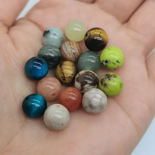 Miniatura 5 de 252 piezas de cuentas de piedra redondas naturales de 0.31 pulgadas, cuentas de piedras preciosas sueltas, tamaño del agujero de 0.039 pulgadas