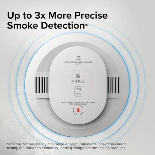 Miniatura 8 de Kidde Smart Smoke and Carbon Monoxide Detector, Ring App Enabled for Real-Time Notifications, Hardwired Alarm, AA Backup Battery