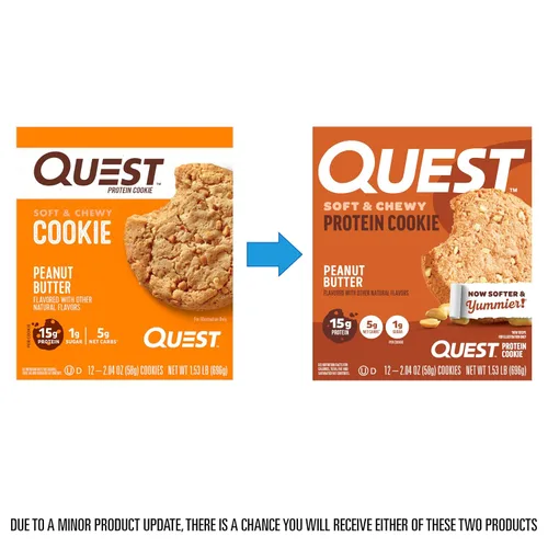 Miniatura 2 de Quest Nutrition Galleta de proteínas de mantequilla de cacahuete, 15g de proteínas, 1g de azúcar, 5g de carbohidratos netos, apta para dieta Keto
