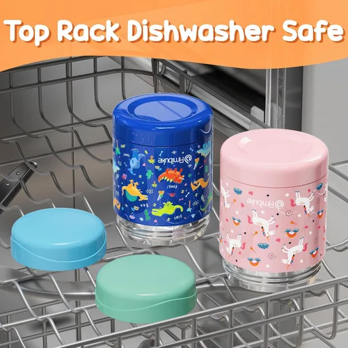 Miniatura 4 de Fimibuke Tarro de Comida Aislado para Niños, Paquete de 2 de 12 OZ Libre de BPA Tarro de Almuerzo de Acero Inoxidable al Vacío para Comida Caliente