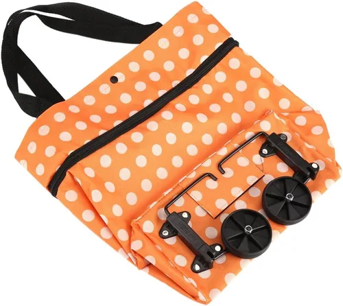 Miniatura 6 de Bolsa de compras, tela Oxford, bolsas de compras reutilizables con ruedas enrollables de doble propósito plegable para tienda (12-naranja)