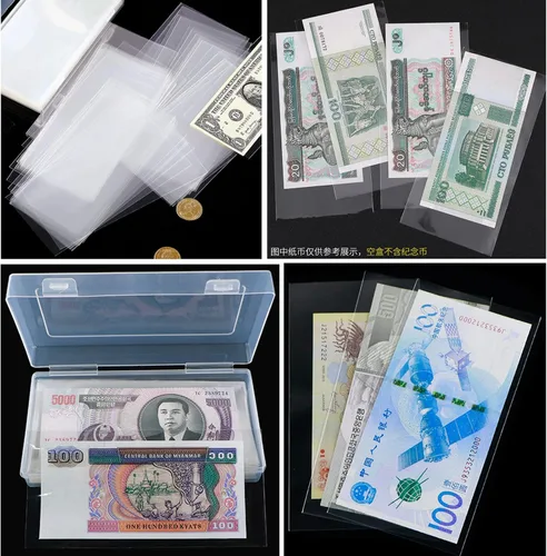 Miniatura 4 de Ettonsun 200 fundas para billetes de dólar, fundas para billetes de dólar, fundas para monedas, protector de billetes de dólar transparente, fundas