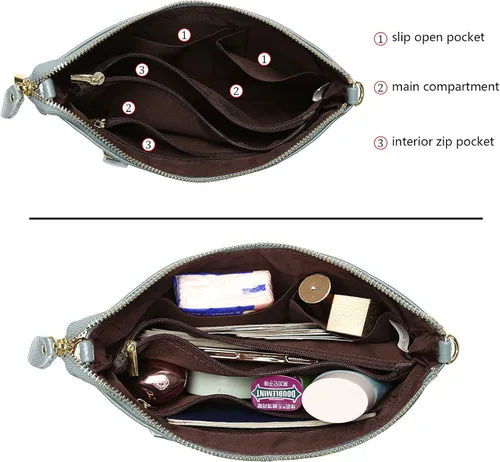 Miniatura 5 de Uromee Cartera de mano para mujer, de piel auténtica, con cadena de hombro desmontable