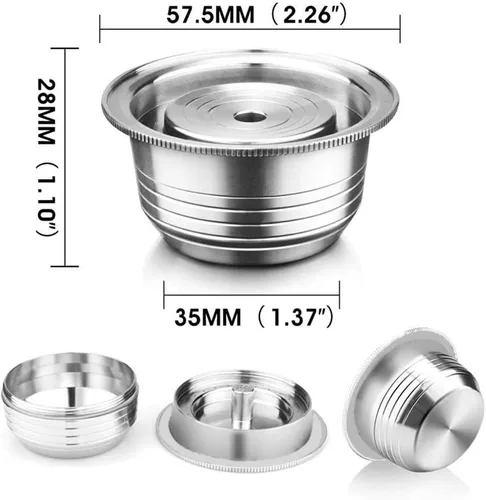 Miniatura 5 de Cápsula de café reutilizable, vaina de café rellenable de acero inoxidable para preparar espresso 230ML/8OZ, cápsula de metal V-ertuoline compatible