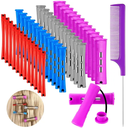 Miniatura 12 de 48 piezas de varillas para el cabello permanente, varillas cortas de onda fría, planchas de permanente de plástico, rulos para rizar el cabello