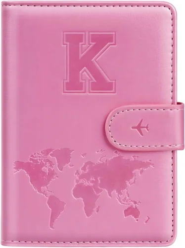 Miniatura 51 de Funda para Pasaporte Personalizada con Letra de la A a la Z, Billetera de Viaje con Bloqueo RFID, Funda para Pasaporte, Estuche para Pasaporte