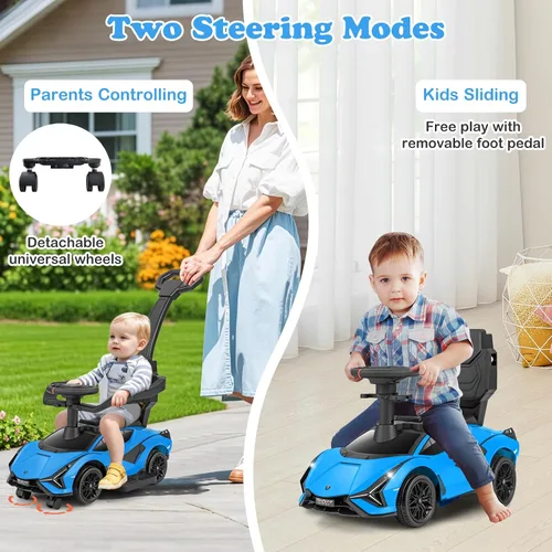 Miniatura 4 de OLAKIDS Lamborghini SIAN - Automóvil de empuje 3 en 1, con licencia para bebé, con mango de control parental, ruedas universales, juguete para Azul