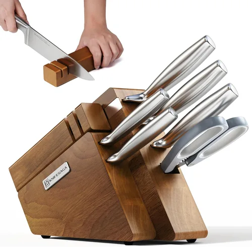 Miniatura 10 de KnifeSaga Juego de bloque de cuchillos de cocina, 12 piezas con afilador Juego de cuchillos de acero inoxidable de alto carbono japonés