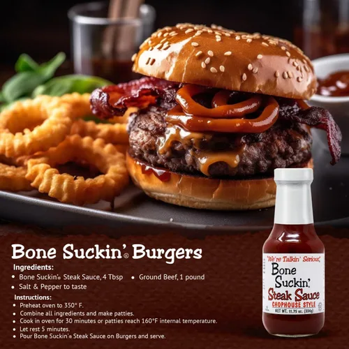 Miniatura 3 de Bone Suckin' Salsa de carne, para filetes, hamburguesas, pastel de carne, chuletas de cerdo y pollo, sabor picante, sabroso, ahumado ligero