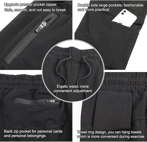 Miniatura 5 de Surenow Pantalones deportivos para correr para hombre, ligeros, delgados, de secado rápido, cónicos, de senderismo, pantalones deportivos