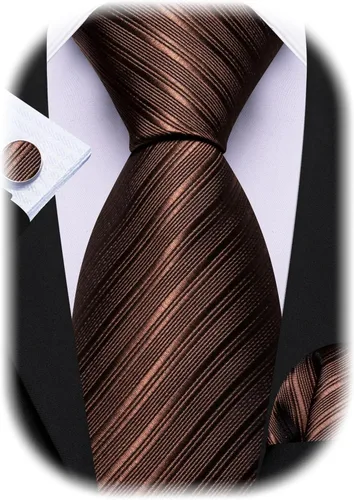 Miniatura 141 de Barry.Wang Juego de corbatas para hombre, corbata de seda a rayas, tejido a cuadros, gemelos formales, negocios, boda
