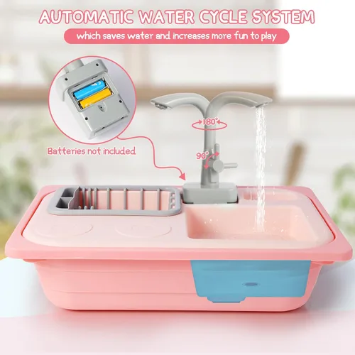Miniatura 2 de Asweets Juguetes para fregadero de cocina que cambian de color, juguetes para fregadero para niños pequeños con agua corriente, juguetes de juego