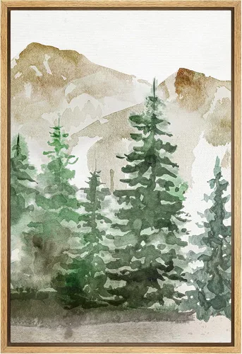 Miniatura 47 de SIGNWIN Lienzo Enmarcado Impresión de Arte de Pared Collage de Hojas de Bosque Verde Pastel Naturaleza Vida Silvestre Ilustraciones Arte Moderno