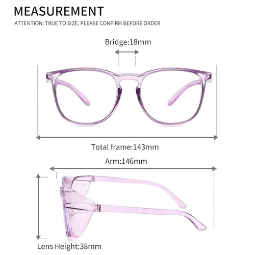 Miniatura 5 de Alsenor Gafas de seguridad antiniebla, gafas protectoras con bloqueo de luz azul, antipolvo, protección UV, para hombres y mujeres (lila)