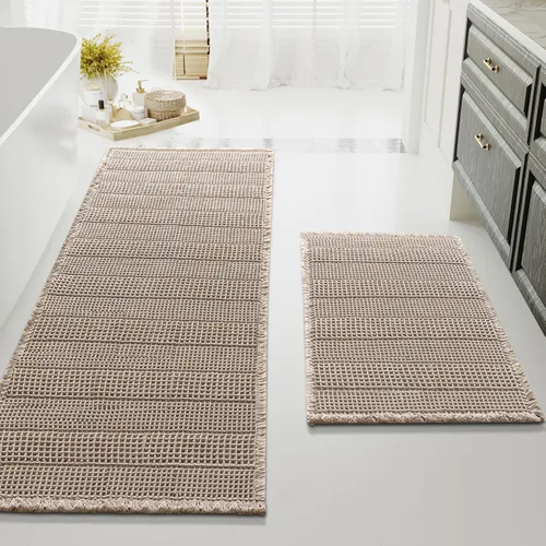 H.VERSAILTEX Alfombra de baño de goma eva súper absorbente, alfombras de baño antideslizantes para piso de baño, alfombras de baño lavables a Crema
