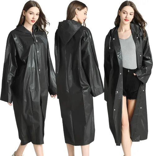 Miniatura 4 de Cosowe Ponchos de lluvia reutilizables para adultos, 2 piezas impermeables de emergencia para mujeres y hombres con capucha y cordón