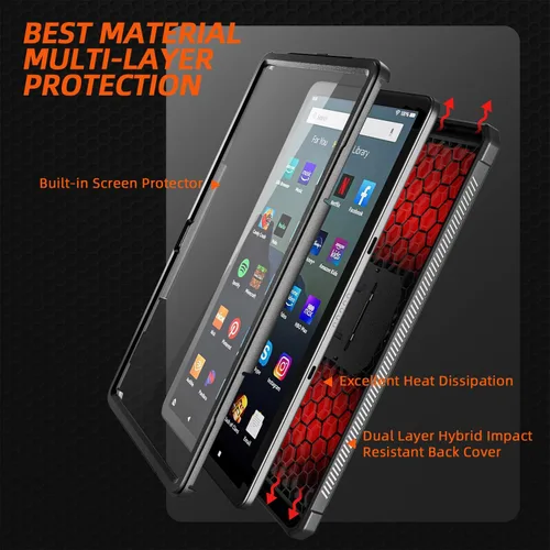 Miniatura 4 de DJ&RPPQ - Funda para tablet Amazon Fire Max 11 (13ª generación, versión 2023), carcasa trasera resistente con soporte de visualización manos libres