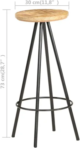 Miniatura 2 de Taburetes de barra de madera de mango de estilo industrial con reposapiés incorporado, marco de hierro, taburetes de altura para el hogar, bar