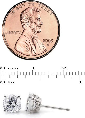 Miniatura 3 de Pendientes de estilo vintage de oro blanco macizo de 14 quilates hechos con circonita cúbica