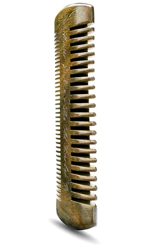 Miniatura 6 de Peine de madera de sándalo para barba para hombres, peine de madera natural con dientes dobles finos y gruesos, peine para bigote antiestático, sin
