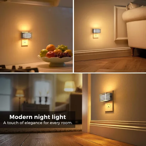Miniatura 3 de L LOHAS LED Luces nocturnas enchufables a la pared, paquete de 2 luces nocturnas modernas con sensor de atardecer a amanecer, luz nocturna