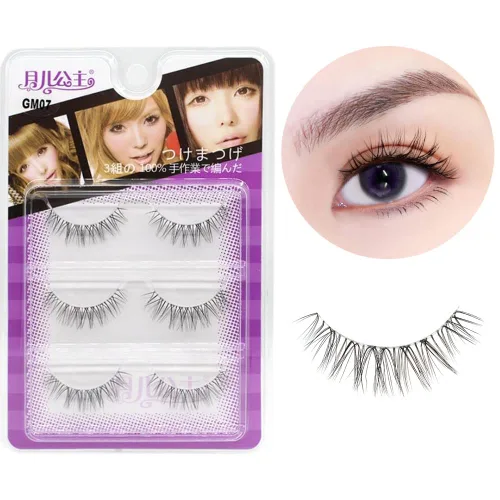 3 pares de pestañas postizas de aspecto natural, pestañas postizas de uso diario, tira cruzada de banda transparente para maquillaje de ojos