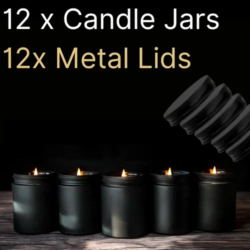 Miniatura 6 de Tarros de 8 onzas – Tarros de velas vacíos para hacer velas – Tarro de vela a granel – Tapas de tarros de vela de vidrio – Recipientes de velas
