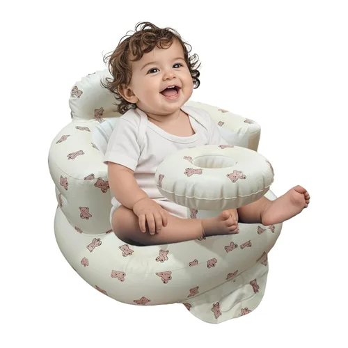 Miniatura 11 de Asiento inflable para bebé de 3 a 36 meses, silla de bebé con cerca y bomba de aire incorporada, asiento de piso inflable para bebé con soporte