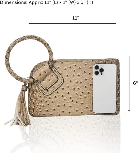 Miniatura 3 de NGIL Mini bolso de pulsera de piel sintética para mujer con borla de flecos, cartera de pulsera para mujer