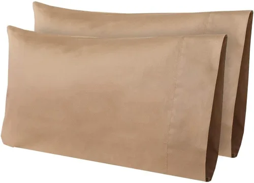 AB Lifestyles Par de fundas de almohada tamaño estándar camello 21x30 100% algodón
