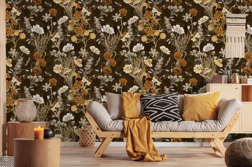 Miniatura 2 de Papel tapiz floral oscuro para despegar y pegar, papel de pared autoadhesivo extraíble, papel de contacto apto para inquilinos para armarios