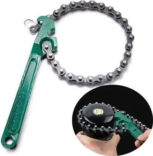 Miniatura 2 de Llave de cadena, 12 pulgadas, para filtro de aceite y combustible automotriz, herramienta de extracción ajustable, se adapta a 1.6 a 5.9 pulgadas