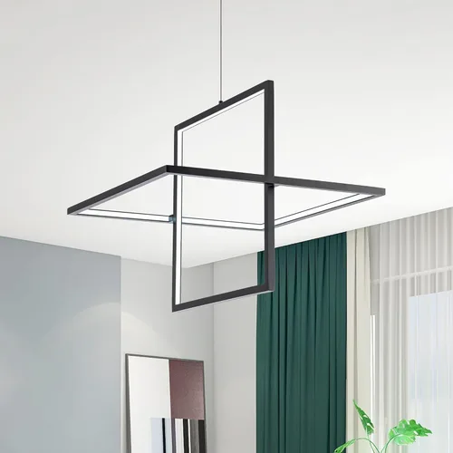 Miniatura 7 de Candelabro LED moderno – Lámpara colgante cuadrada, estilo contemporáneo, regulable para sala, comedor, dormitorio, cocina, sala de estudio, 65 W