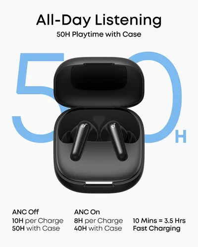 Miniatura 5 de Soundcore P31i de Anker, Cancelación de Ruido Adaptativa en Tiempo Real, Sonido de Alta Resolución, Auriculares de Traducción, 50H de Reproducción