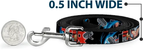 Miniatura 4 de Buckle-Down Correa para mascotas - THOR Poses/Martillo - 6 pies de largo - 1" de ancho