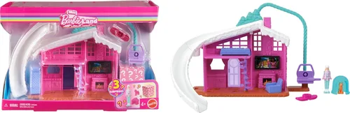 Sets de casas de muñecas Barbie Mini Land, mini casa de los sueños con muñeca sorpresa de 3.8 cm, muebles y accesorios, además con ascensor y