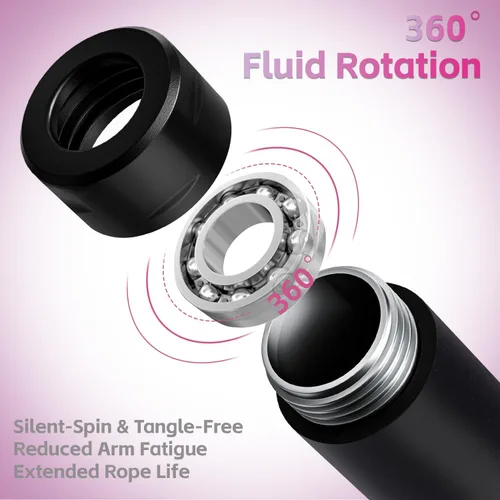 Miniatura 5 de Weighted Jump Rope, 1LB Tangle-Free Ball Bearing Rapid Speed Skipping Rope for Men Women, Adjustable 9mm Cotton & PVC Rope with Alum Handle for
